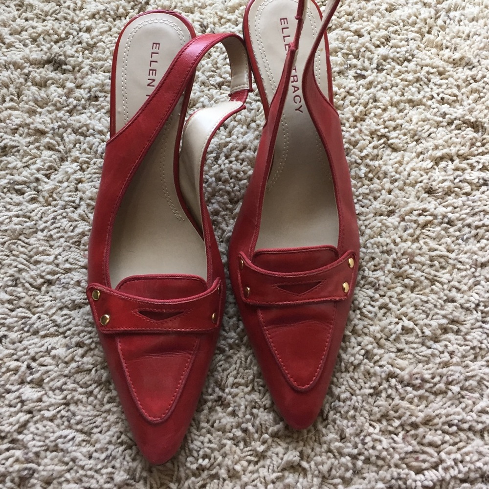 Ellen Tracy Red Slingback Heels